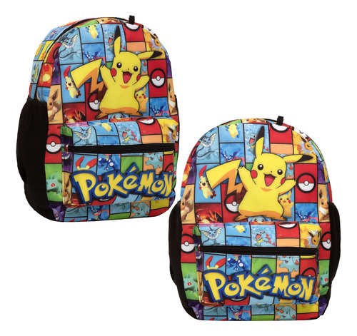 Bolsa Escolar Masculina Costas Pokémon Grande Colorida Aulas