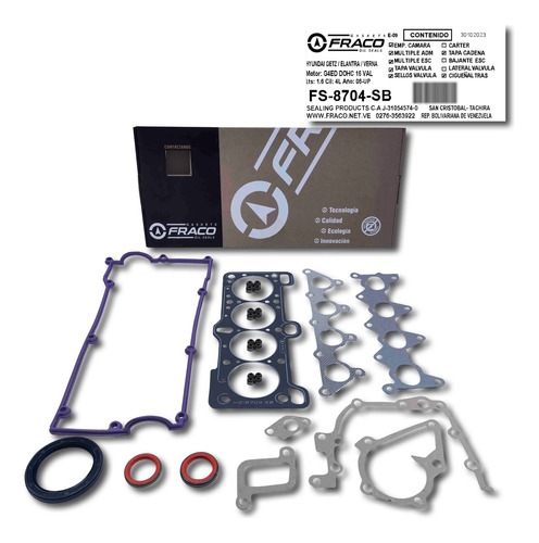 Kits Juego Empacaduras Elantra 1.6 2005 2006 2007 2008 Orig