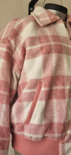 Chamarra Bomber Polar Abrigo A Cuadros Mujer Tall Extra Xxl