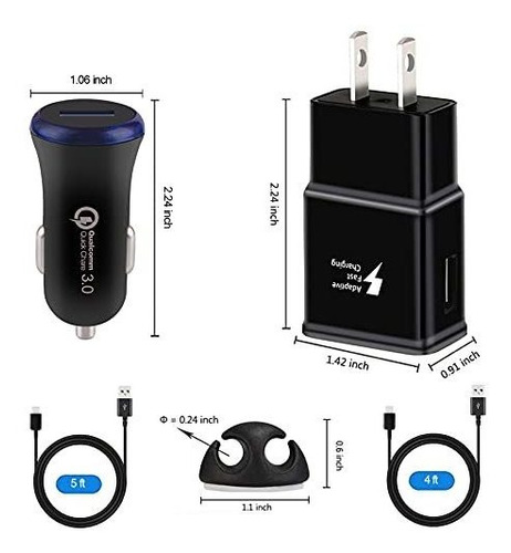 Adaptive Fast Car Charger Kit 5 Pack Usb Tipo Cable Qc 9