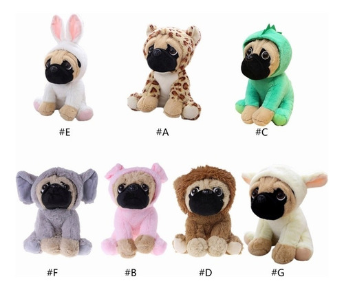 Nova Grande Pelúcia Brinquedos 10\ Pug Cão Em 6 Trajes Fofin