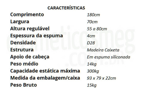 Imagem 3 de 5 de Maca Legno Maleta Portátil Sirius Larg.70cm Altura Regulável