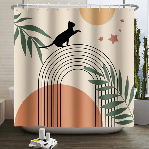 Cortinas De Baño /tela Impermeable/180x180 Figuras Aesthetic