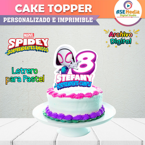 Ghost Spider Gwen Kit Imprimible Pastel Adorno Cake Topper
