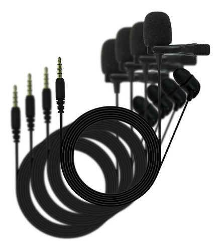 Kit 05 Microfones De Lapela Jbl Com Fone De Ouvido Cslm20 Cor Preto