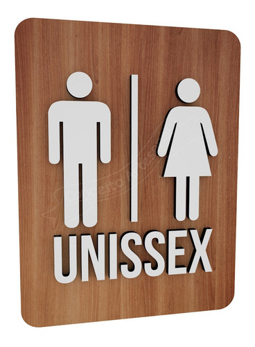 Imagem 1 de 3 de Placa Sinalização Banheiro Unissex Hospital Restaurante Bar