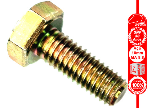 10 Parafusos 10x25mm Aço 8.8 Rosca Inteira Suporte Gnv Preco