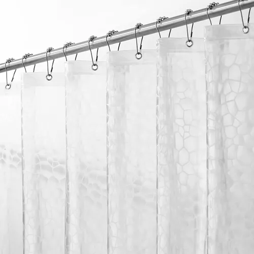 CORTINA DE BAÑO IMPERMEABLE ANTIMOHO 240X180 CM ANILLOS BLANCO TEXTURA  DIAMANTE 59816