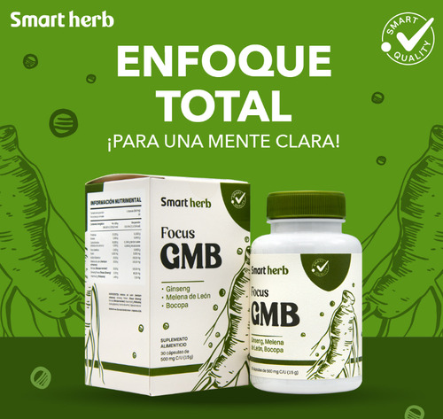 Smart Herb Paquete 2 piezas Focus GMB Anahuac Gingseng Suplemento alimenticio Sin sabor