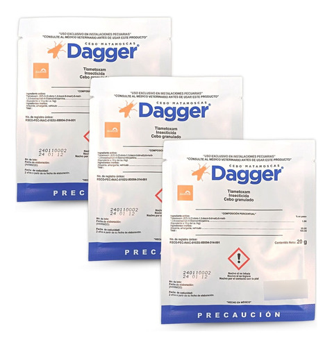 Insecticida Cebo Atrayente Mata Moscas Dagger 3 Sobres 20g