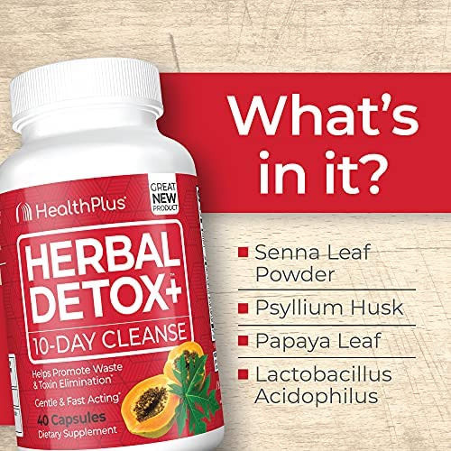 Health Plus Herbal Detox+ (limpeza De 10 Dias) 40 Cápsulas,