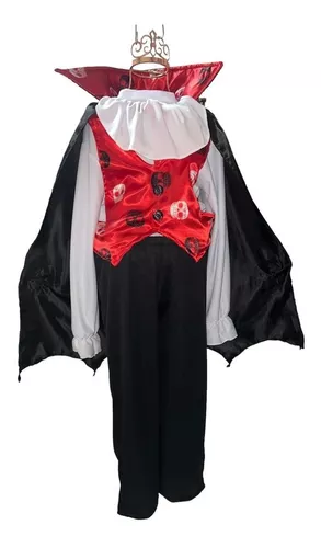 Capa de vampiro infantil com colete e gola alta para crianças preto e  vermelho Drácula fantasia de Halloween vestido de carnaval, Black , Red,  152 (11-12 Years)