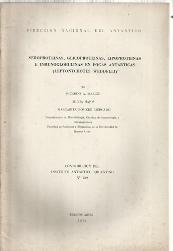 Instituto Antártico Argentino: Contribuciones Del Nro. 139.