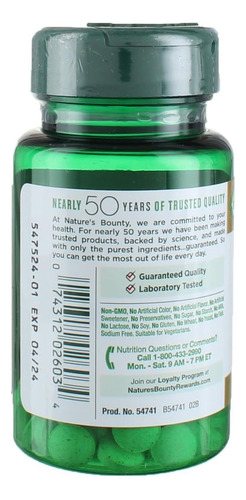 Picolinato De Cromo 800mcg Con 50 Tabletas Nature's Bounty Sabor Neutro