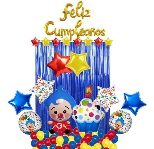 Kit Set Globos Decoración Fiesta Cumpleaños Plim Plim Payaso