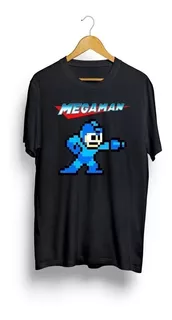 Remera Negra Niño Megaman Algodon Dtg