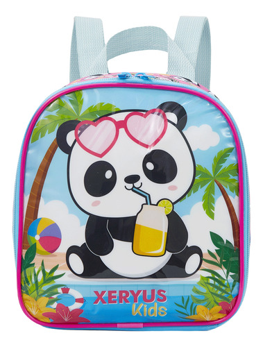 Kit de mochila escolar Xeryus KIT XER PANDA VA25 com design Estampado - azul-claro