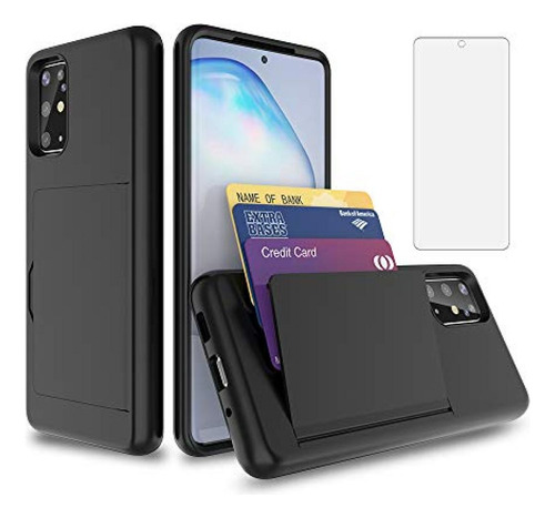 Funda Para Galaxy A51 5g C/guarda Tarjetas + Vidrio T Negro