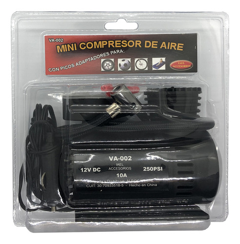 Compresor de aire mini a batería portátil Iael VA-002 10L 12V negro
