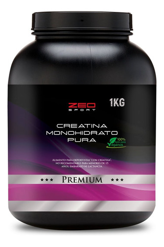 Creatina Monohidrato Pura 1 K. Zeo Sport. 200 Mesh. Premium Sabor Sin Sabor