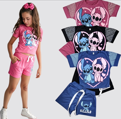 Conjunto Infantil Lilo Stitch + Chaveiro+tiara Super Kit