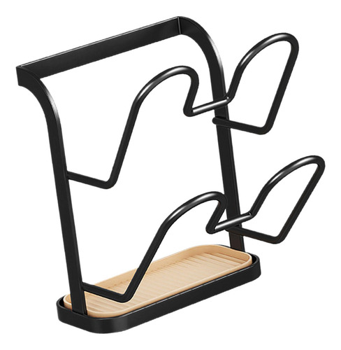 Soporte De Tapa Cubierta De Acero De Carbono 2 Niveles Negro