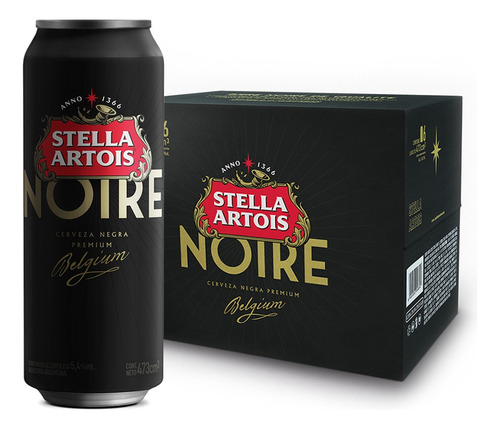 Cerveza Stella Artois Noire Schwarzbier lata 473 mL 6 unidades