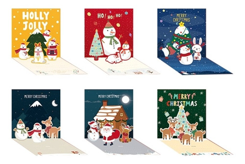 6 Unids/set 3d Pop-up Tarjetas De Navidad Navideñas Coche De