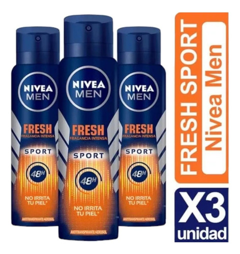 Pack X 3 Desodorante Nivea Men Fresh Sport No Irrita 48h 