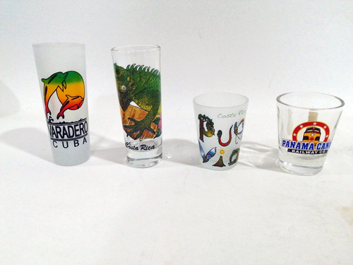 4 Vaso Shot Boliche Chupito Lote 4 Cuba Costa Rica  Panama 