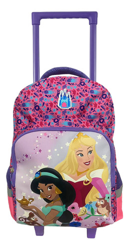 Morral Premium Con Ruedas Grande Princesas Disney Aurora & J Diseño De La Tela Multicolor