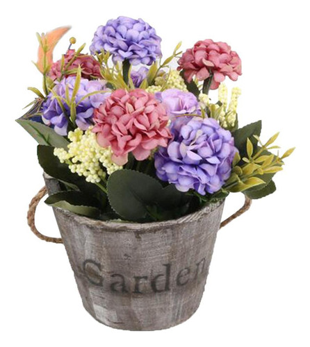 // Hortensias En Maceta Artificiales Redondo Marrón Púrpura