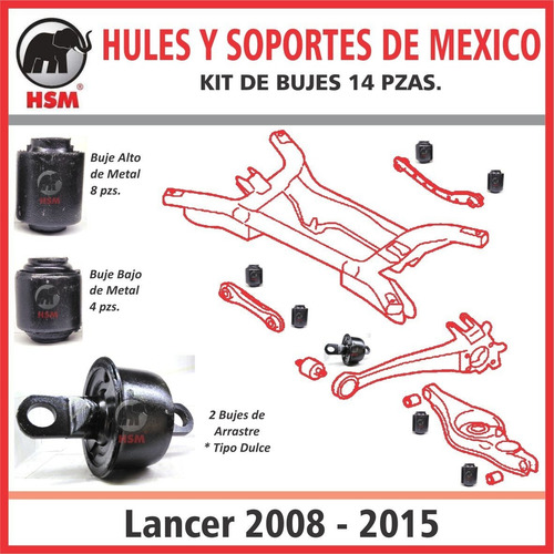 Imagen 5 de 7 de Bujes Suspension Trasera Outlander 14pzs 2010 2011 2012