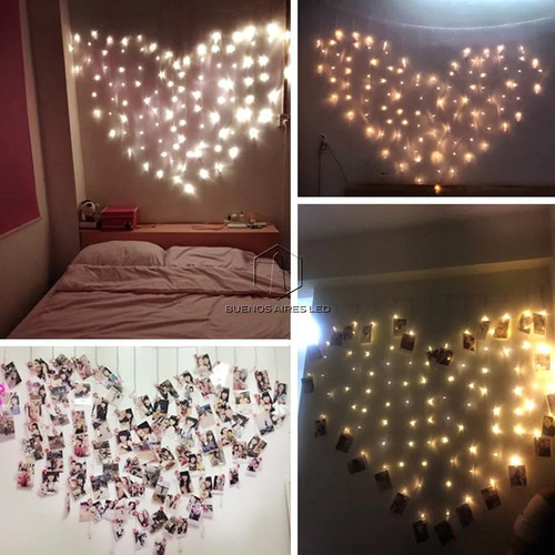 Cortina Led Luces Corazon Broches 5 Metros 220v Navidad