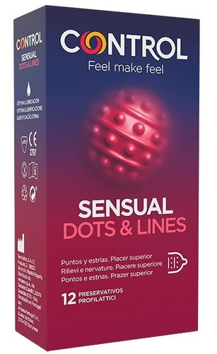 Imagen 1 de 1 de Preservativos Condones Sensual Dots & Lines Caja 12 Unidades