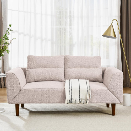 Sofa Cama Moderno Super Comfortable 163 A 210cms Velvet Rosa Claro Bouclé