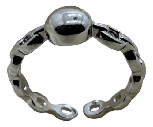 Anillo Cadena Con Circulo Plateado Diseño Coreano Moda