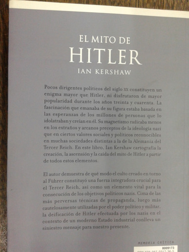 Imagen 2 de 5 de El Mito De Hitler * Tercer Reich * Ian Kershaw * Critica *