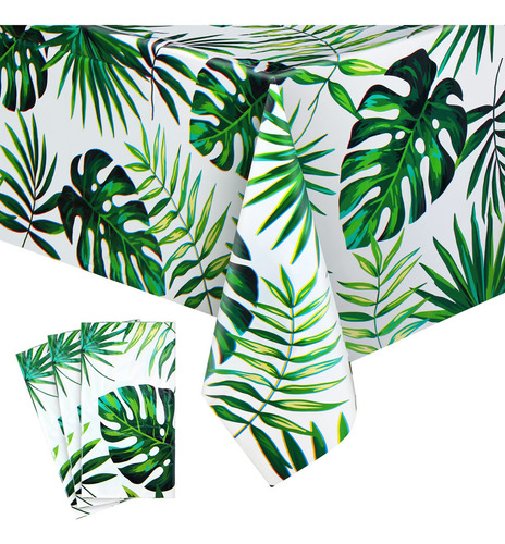 3 Manteles Desechables Rectangulares Verdes Hawaianos Fiesta