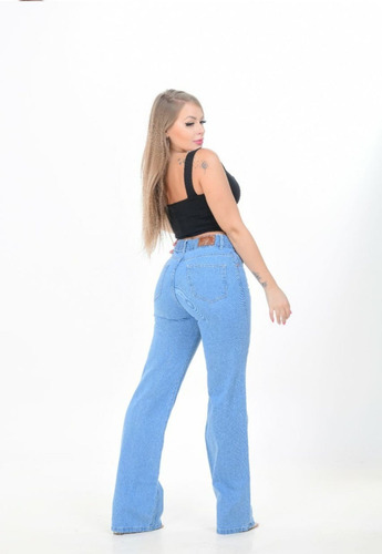 Imagem 5 de 7 de Calça Jeans Feminina Wide Leg Destroyed Premium Pantalona