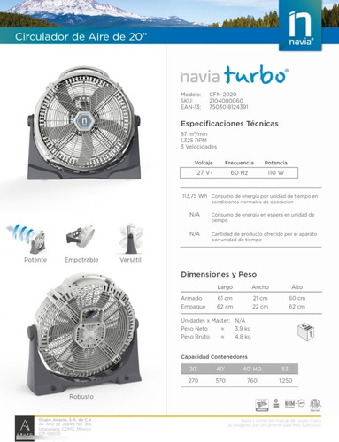 Ventilador Turbo Navia 20
