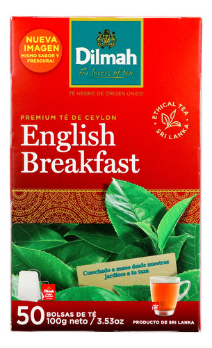 Pack 3 Un. Te Negro English Breakfast Dilmah 50 Bolsitas C/u