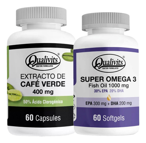 Extracto De Café Verde + Super Omega 3 De 60 Cáps. Qualivits