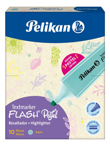 Resaltador Pelikan Flash Pastel (caja X 10) Color Aqua