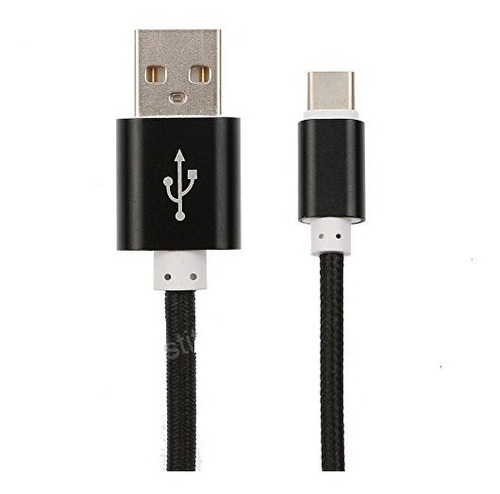 Cable Usb Tipo C Nylon Negro Trenzado Metal Pack 3 Unidades