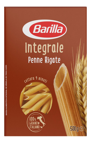 Macarrão de Sêmola Grano Duro Integral Penne Rigate Barilla Caixa 500g