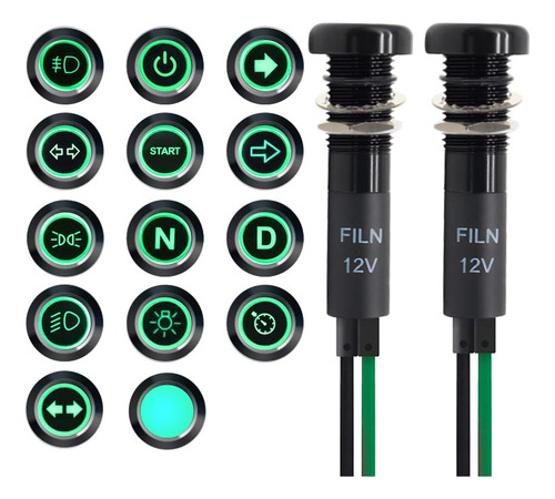 Filn 2 Pcs 8mm (5/16') Símbolos Indicador Iluminación Imperm