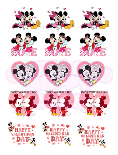 Transfer Gelatina Mickey Minnie Mouse San Valentin