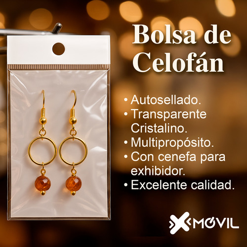 100 Bolsas De Celofán C/ Adhesivo Y Cenefa, 6x10cm Xmovil