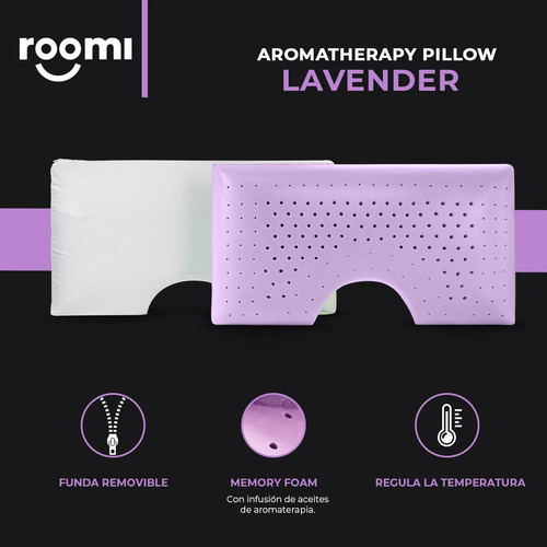 Almohada Shoulder Roomi Aromaterapia, Memory Foam 70 X 40 Cm Lavanda